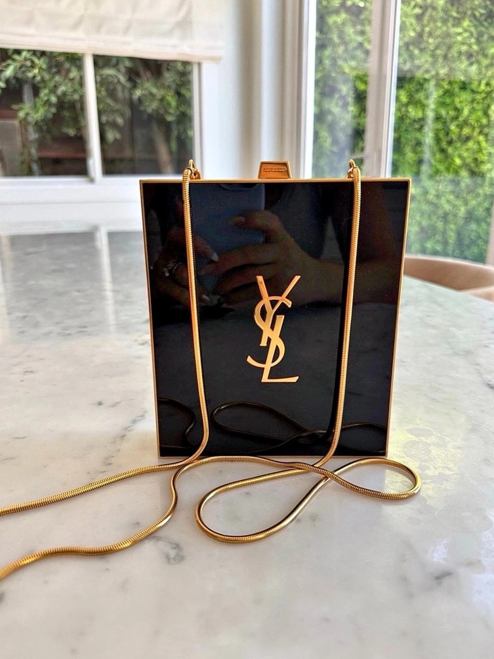 Saint Laurent Black Patent Mini
Box Bag with Gold Hardware